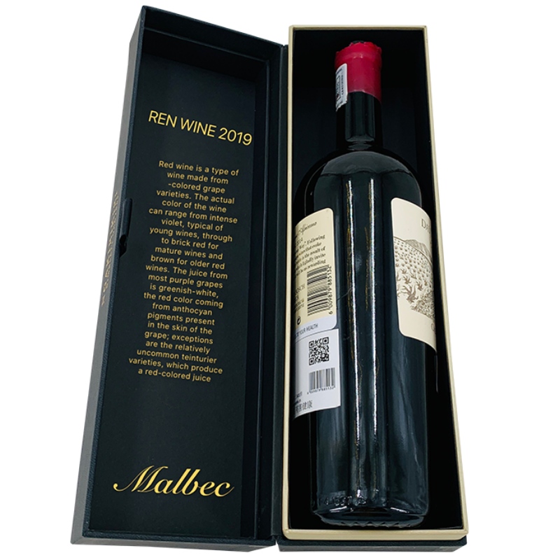 Boîte d'emballage de vin personnalisée de luxe avec EVA noir à l'intérieur
